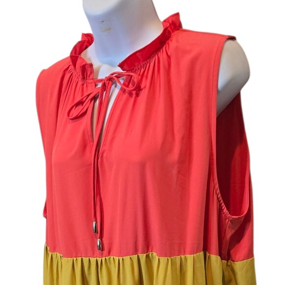 Entro Tiered Maxi Dress 1X Colorblock Boho Plus Size Sleeveless Rainbow Vacation - Picture 2 of 6